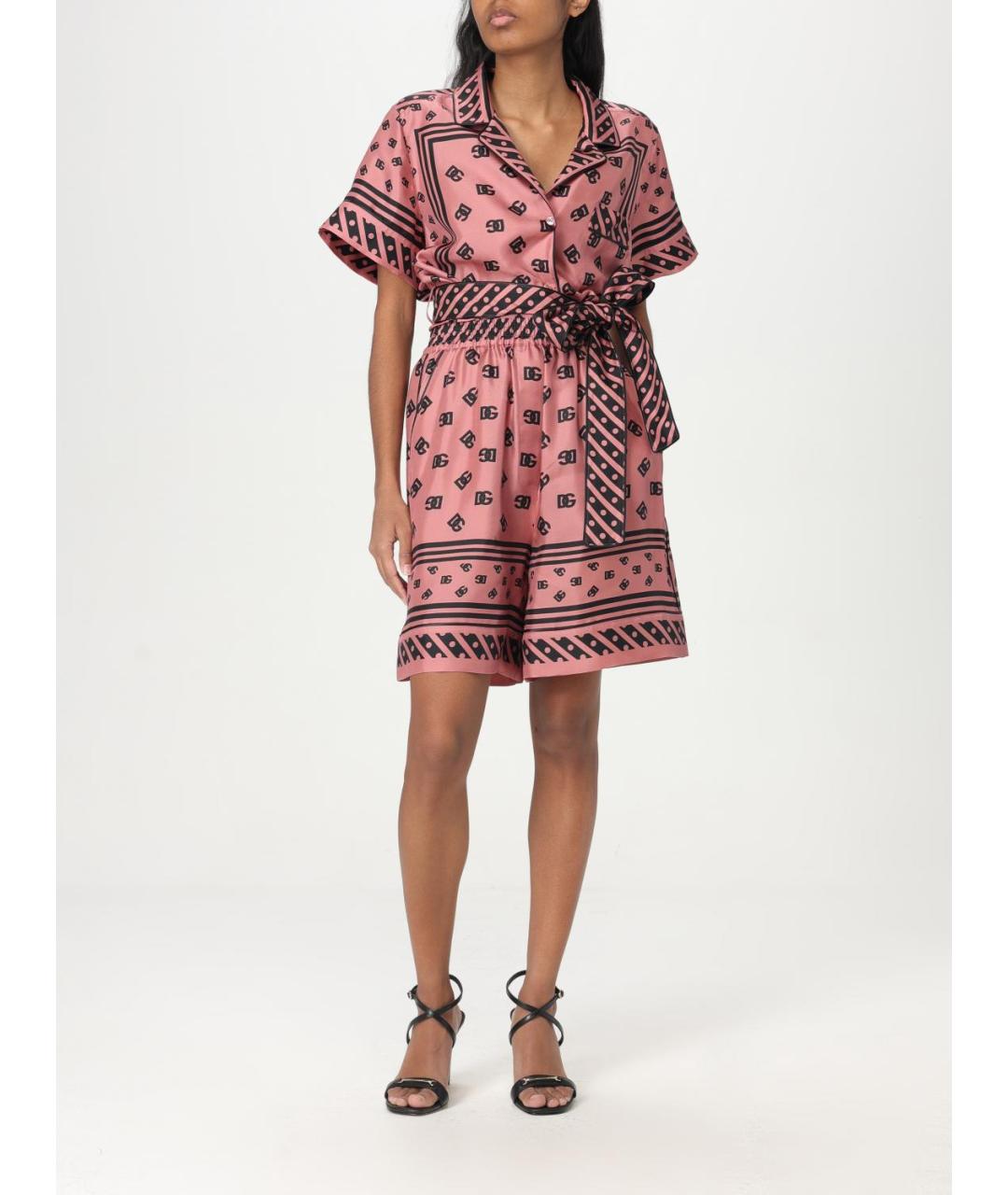 DOLCE&GABBANA Розовые шелковые шорты, фото 3