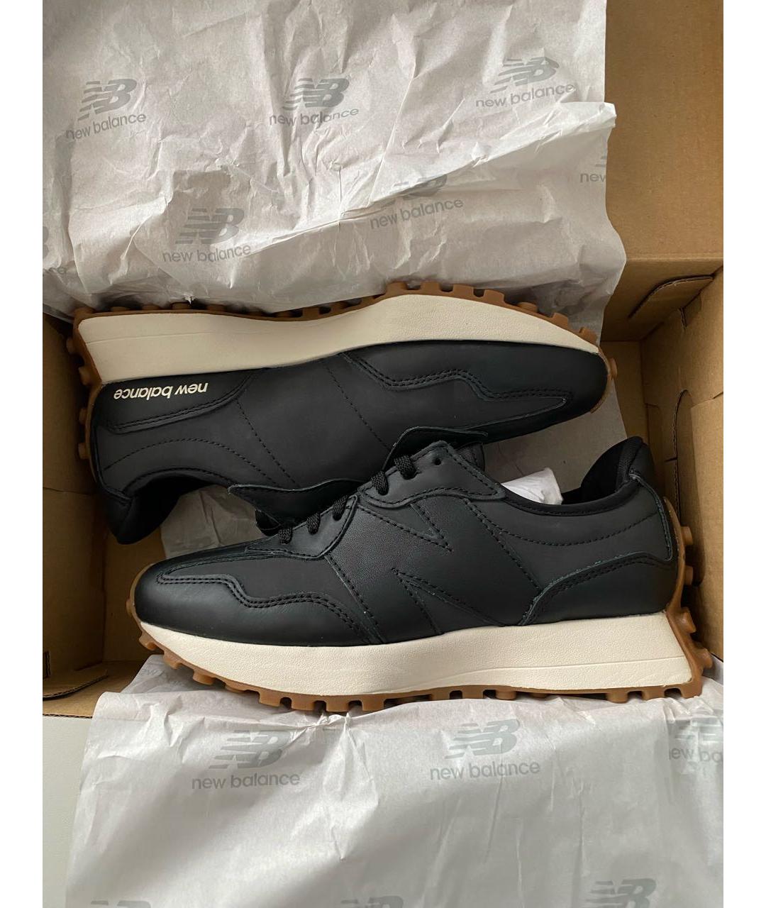 NEW BALANCE Черные кожаные низкие кроссовки / кеды, фото 2
