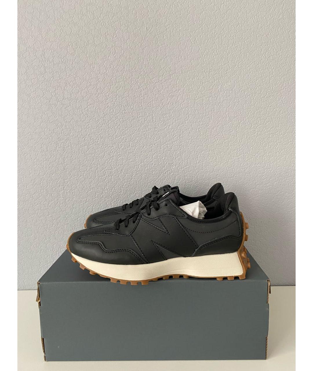 NEW BALANCE Черные кожаные низкие кроссовки / кеды, фото 3