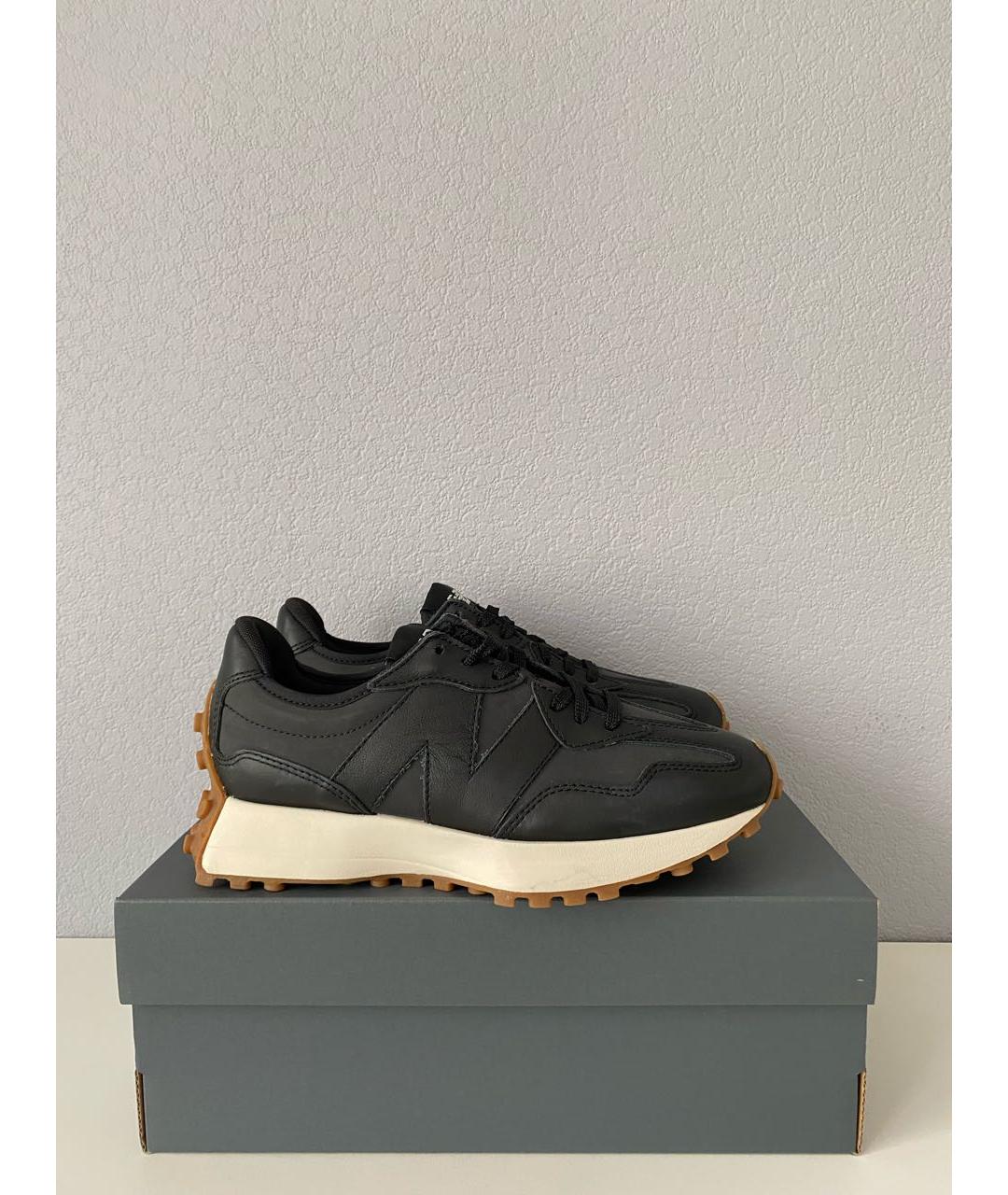 NEW BALANCE Черные кожаные низкие кроссовки / кеды, фото 4