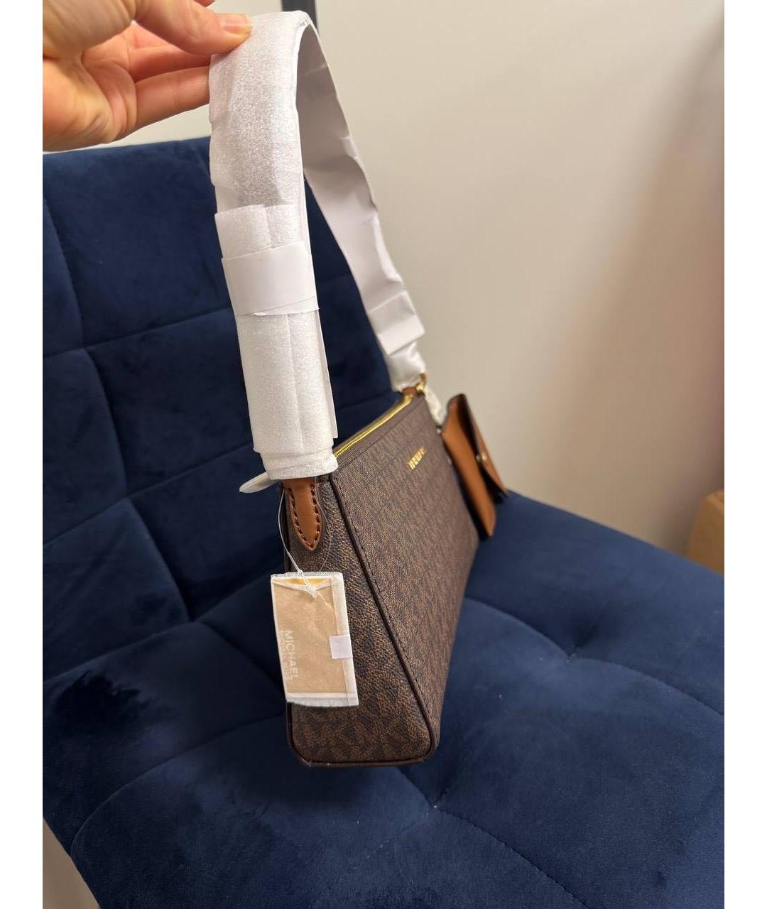MICHAEL KORS Коричневая сумка с короткими ручками из искусственной кожи, фото 5