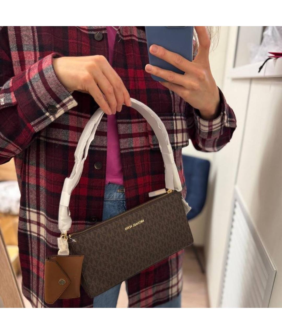 MICHAEL KORS Коричневая сумка с короткими ручками из искусственной кожи, фото 3