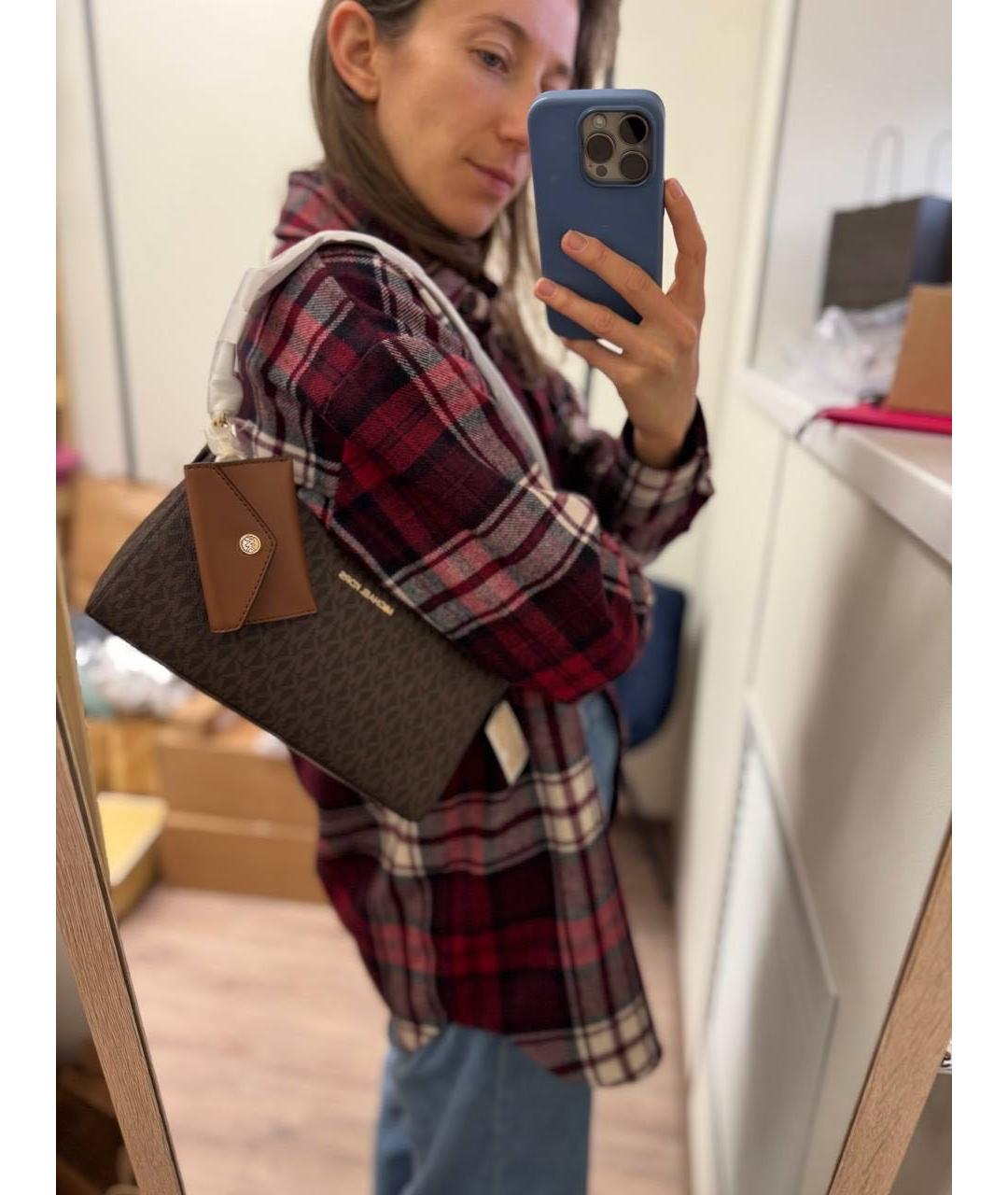 MICHAEL KORS Коричневая сумка с короткими ручками из искусственной кожи, фото 2