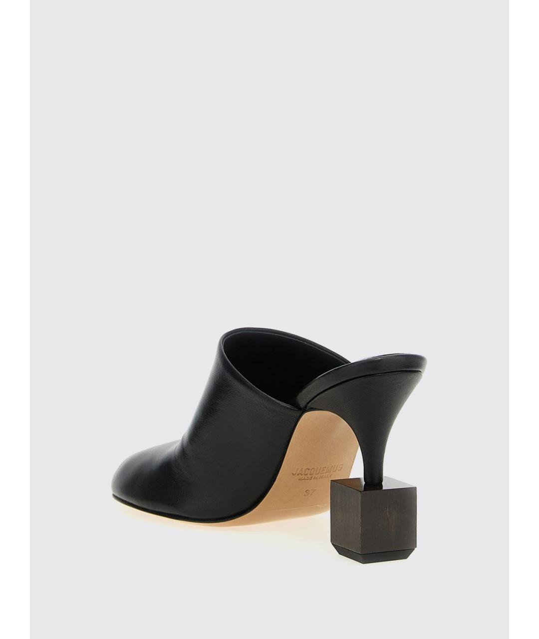 JACQUEMUS Черные кожаные мюли, фото 4
