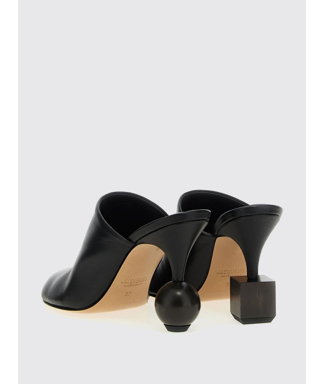 JACQUEMUS Черные кожаные мюли, фото 3