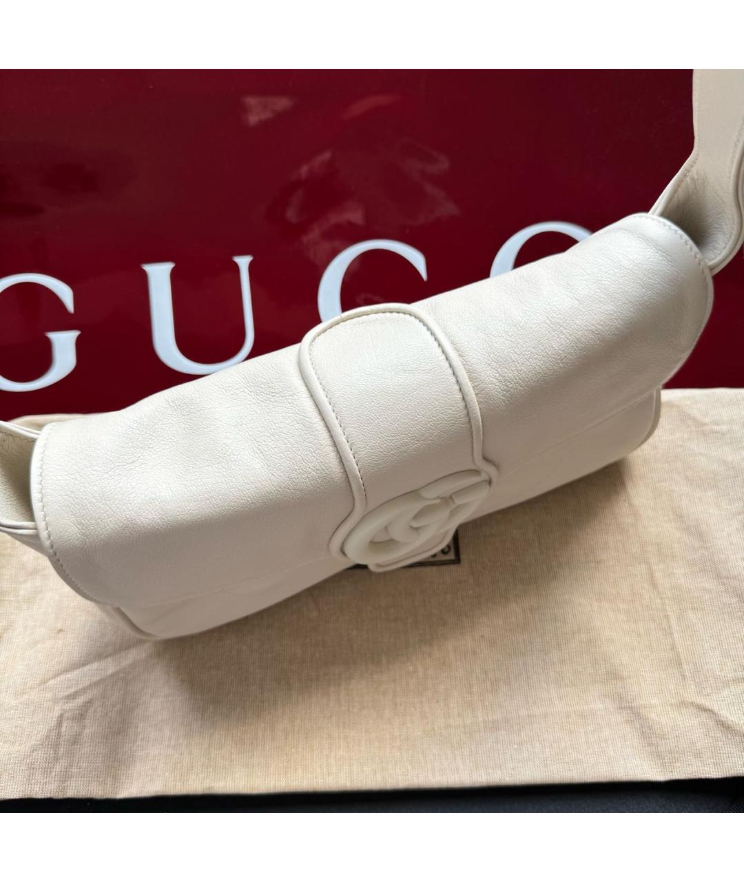 GUCCI Белая кожаная сумка через плечо, фото 3