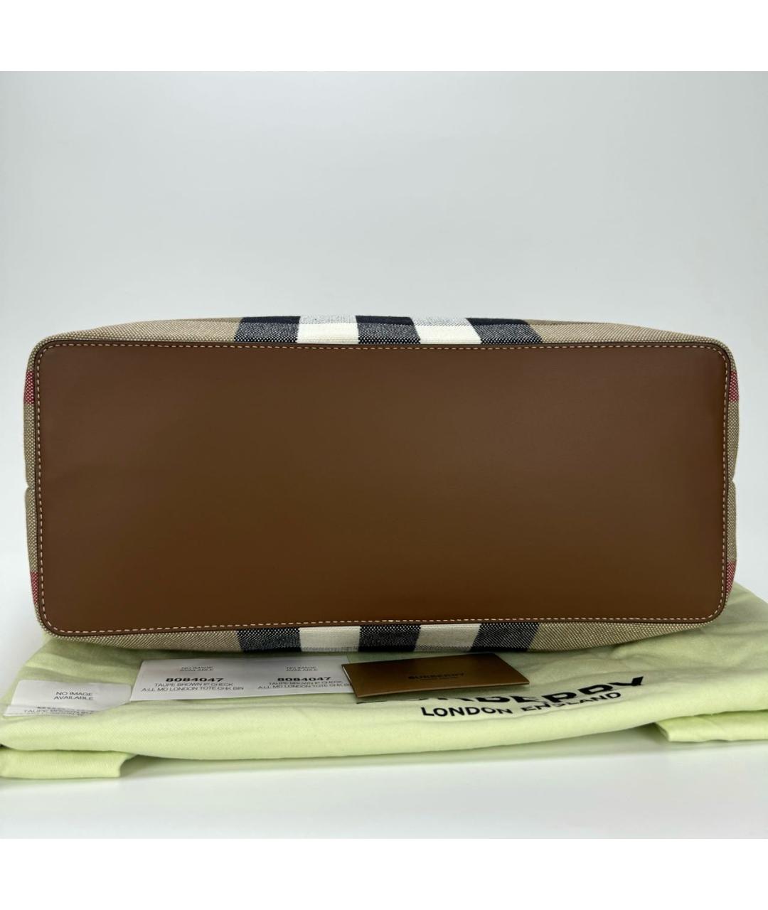 BURBERRY Коричневая тканевая сумка тоут, фото 3