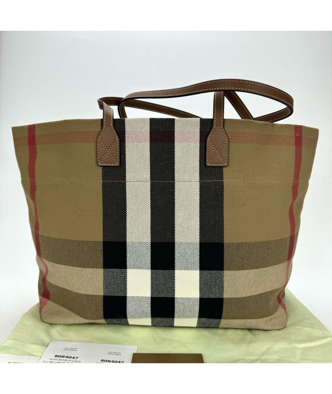 BURBERRY Коричневая тканевая сумка тоут, фото 9