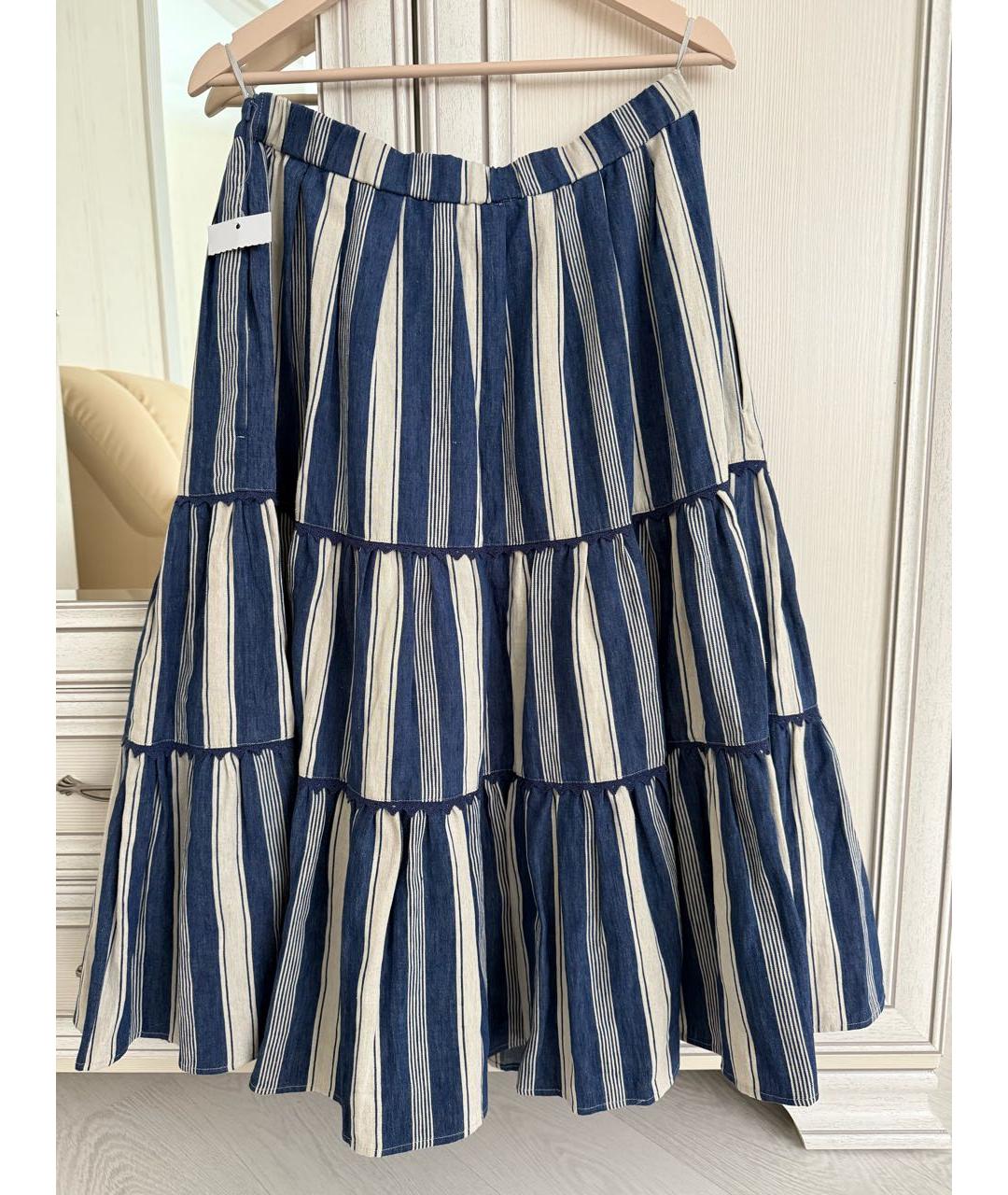 WEEKEND MAX MARA Синяя льняная юбка миди, фото 5