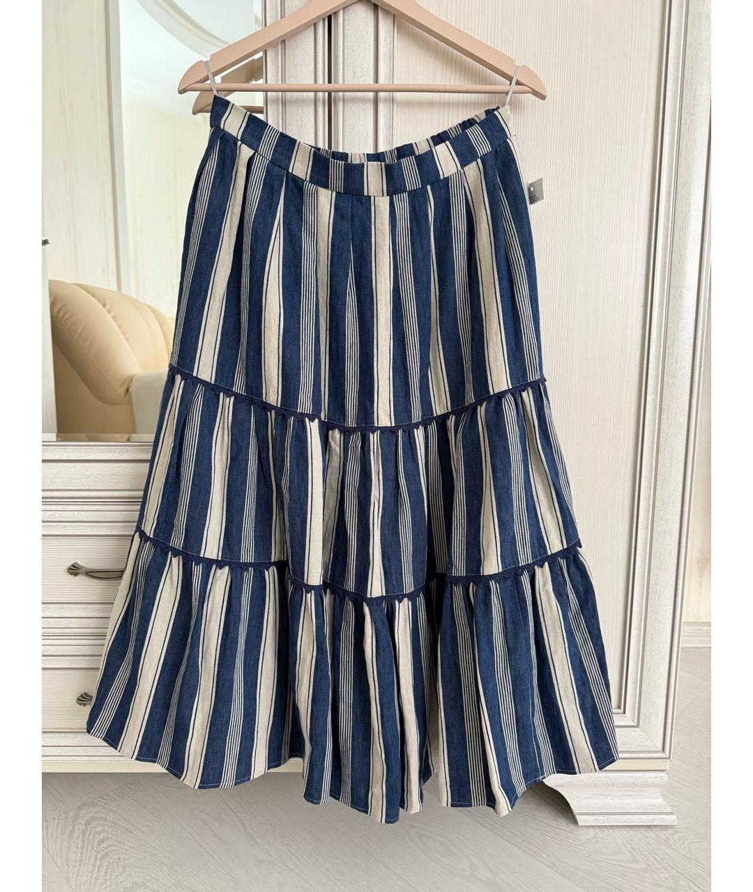 WEEKEND MAX MARA Синяя льняная юбка миди, фото 7