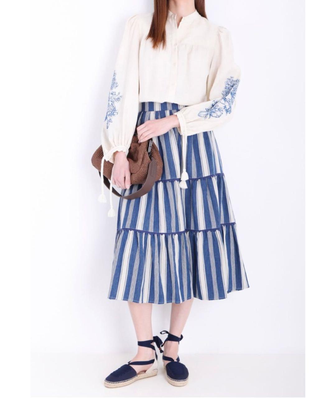 WEEKEND MAX MARA Синяя льняная юбка миди, фото 6
