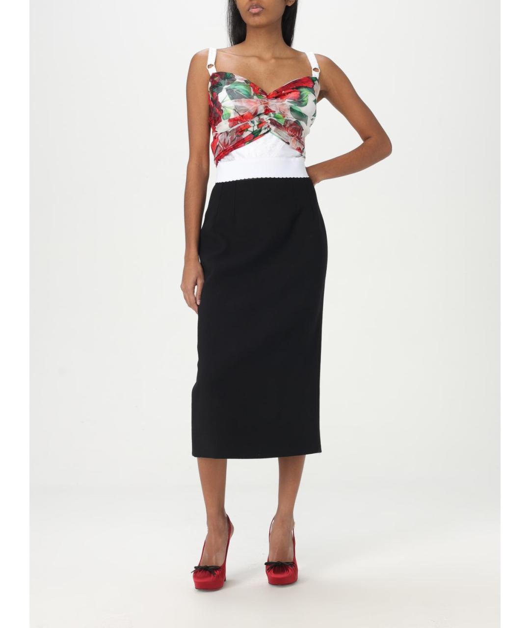 DOLCE&GABBANA Черная шерстяная юбка миди, фото 3
