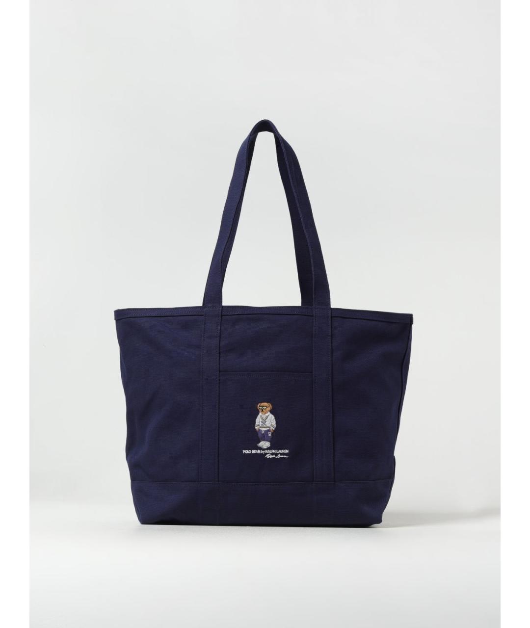 POLO RALPH LAUREN Синяя тканевая сумка тоут, фото 4