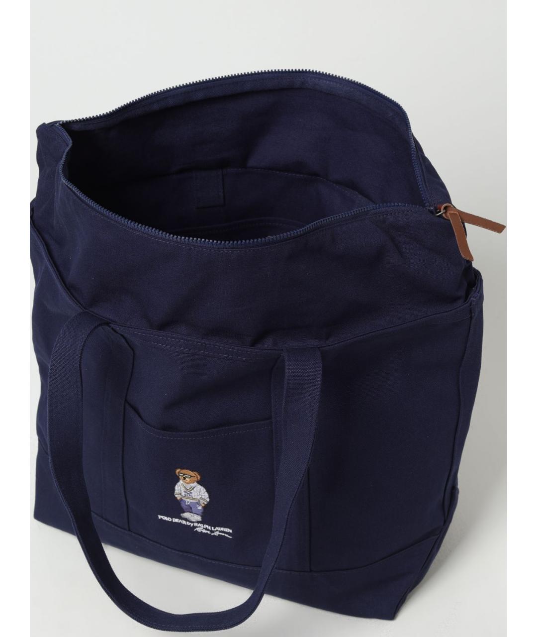 POLO RALPH LAUREN Синяя тканевая сумка тоут, фото 3