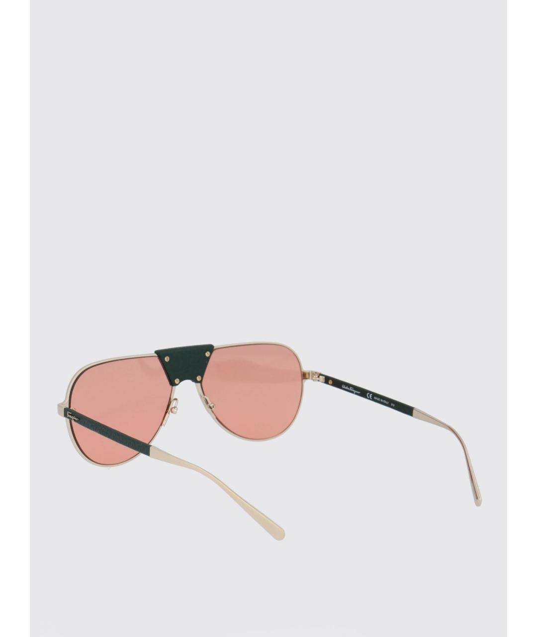 FERRAGAMO Золотые солнцезащитные очки, фото 3