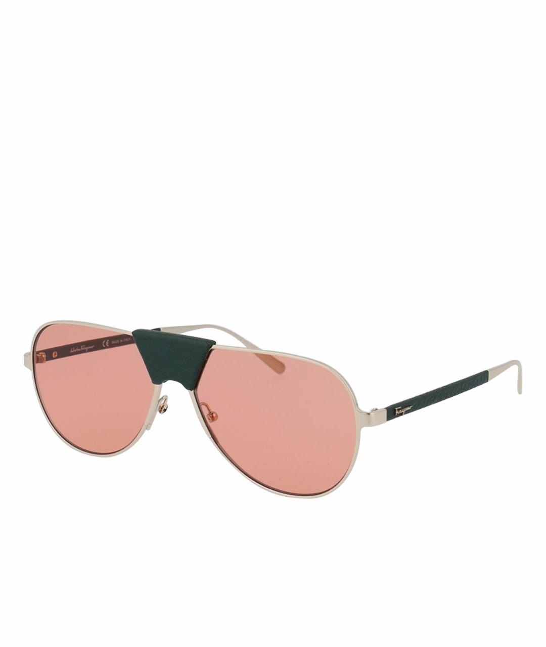 FERRAGAMO Золотые солнцезащитные очки, фото 1