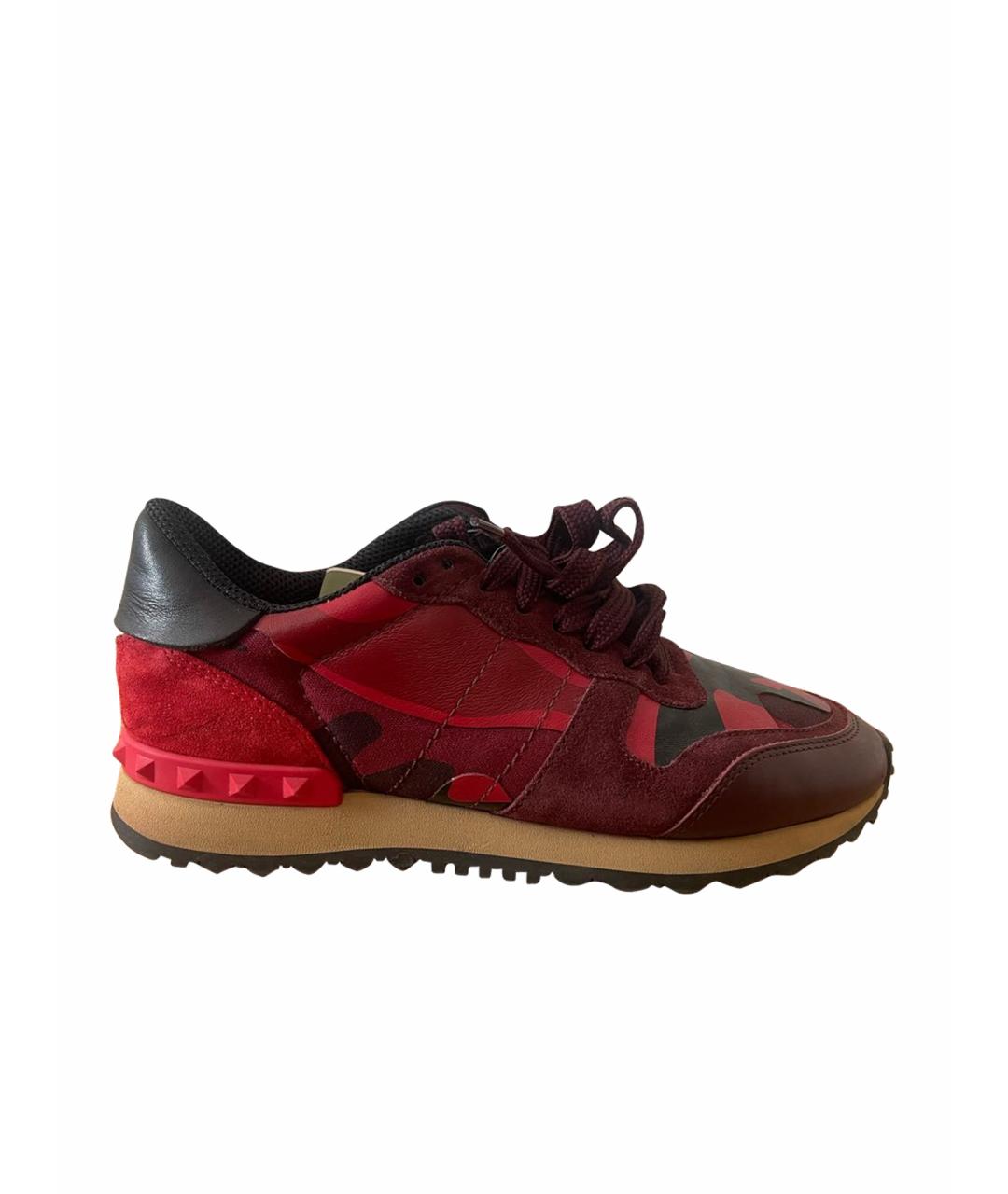 VALENTINO Бордовые кожаные кроссовки, фото 1