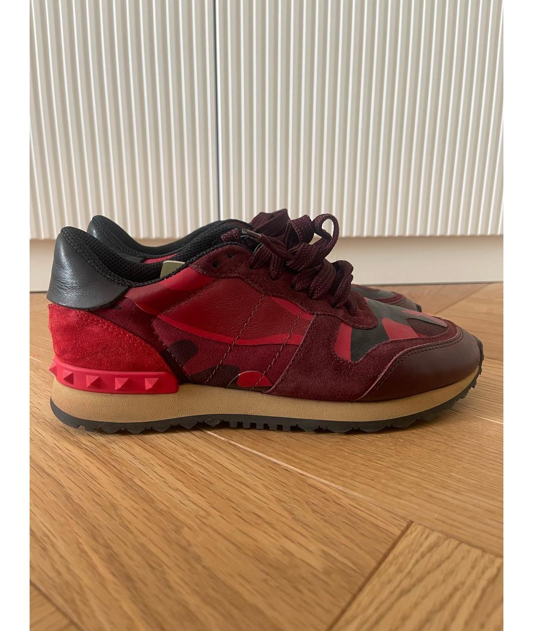 VALENTINO Бордовые кожаные кроссовки, фото 5