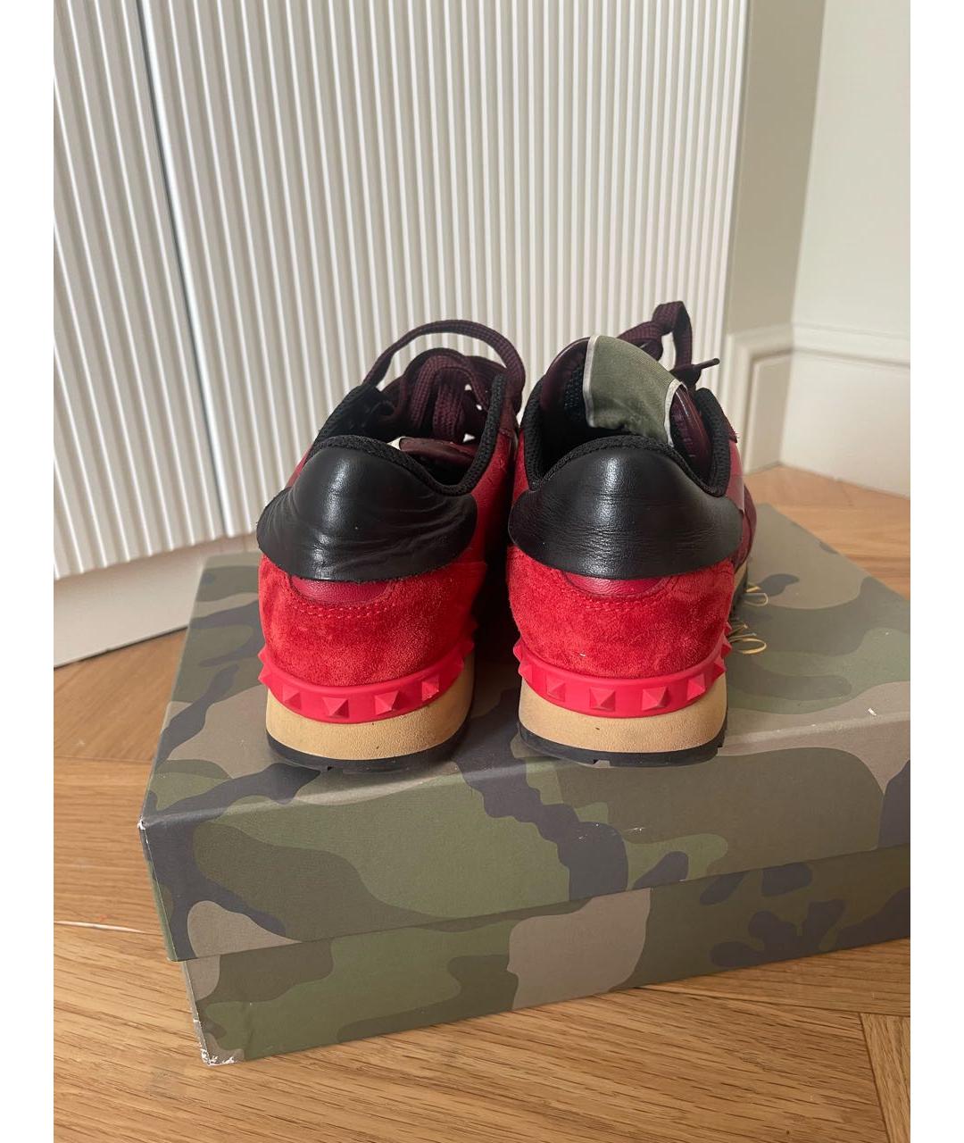 VALENTINO Бордовые кожаные кроссовки, фото 4