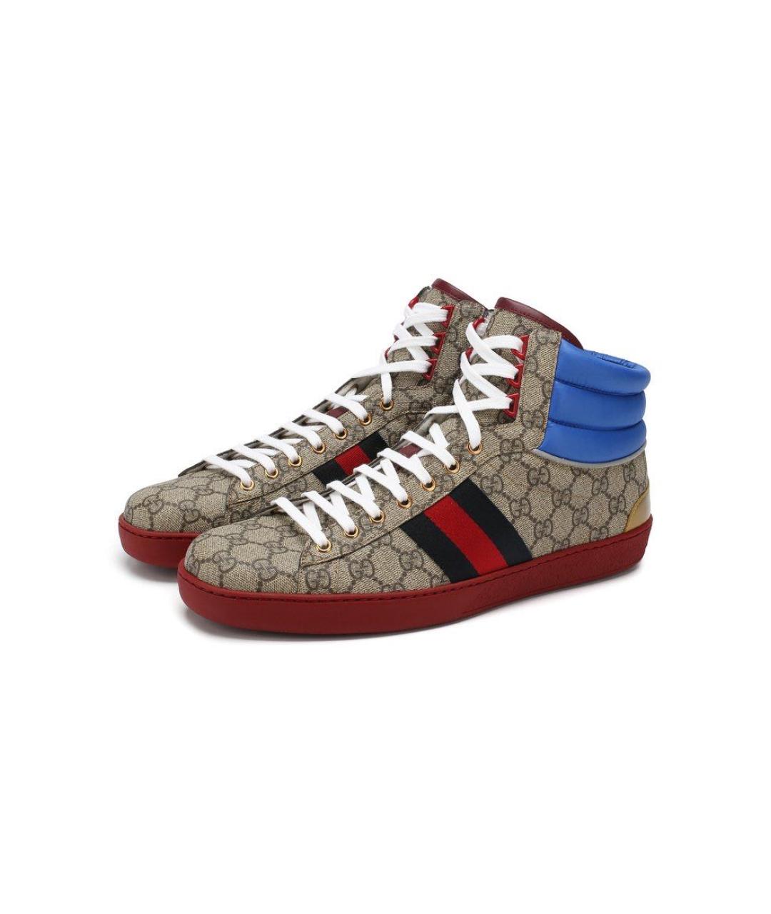 GUCCI Бежевые высокие кроссовки / кеды, фото 9