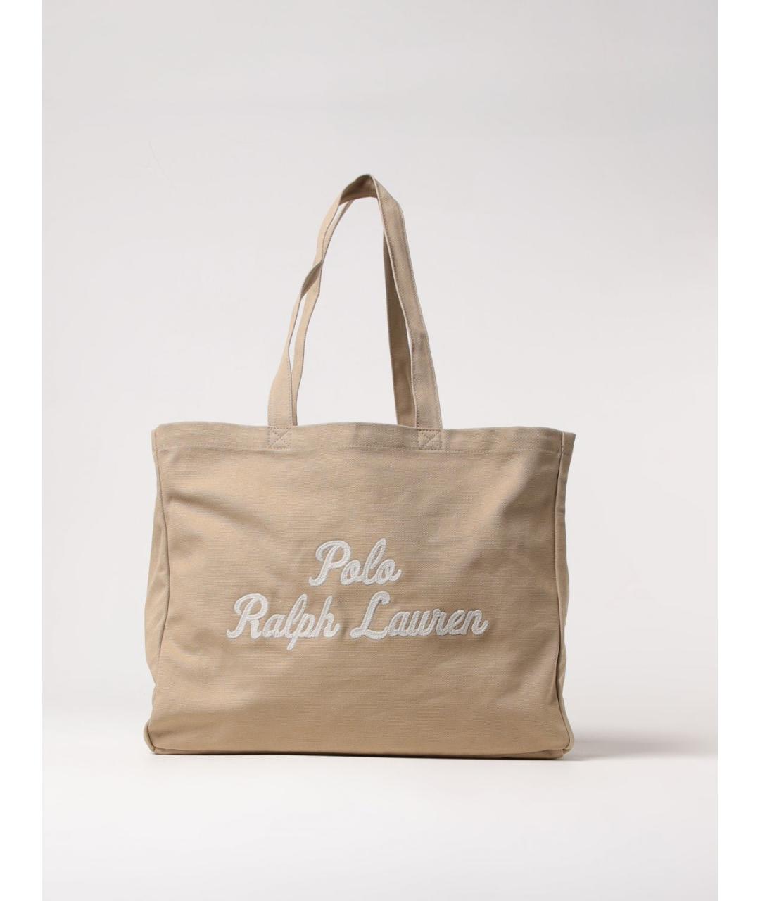 POLO RALPH LAUREN Бежевая хлопковая сумка тоут, фото 4