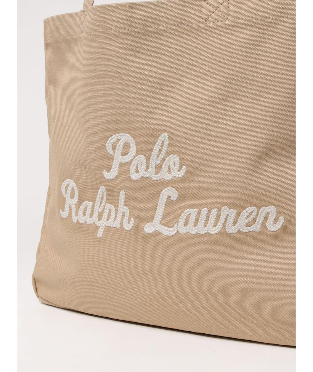 POLO RALPH LAUREN Бежевая хлопковая сумка тоут, фото 3