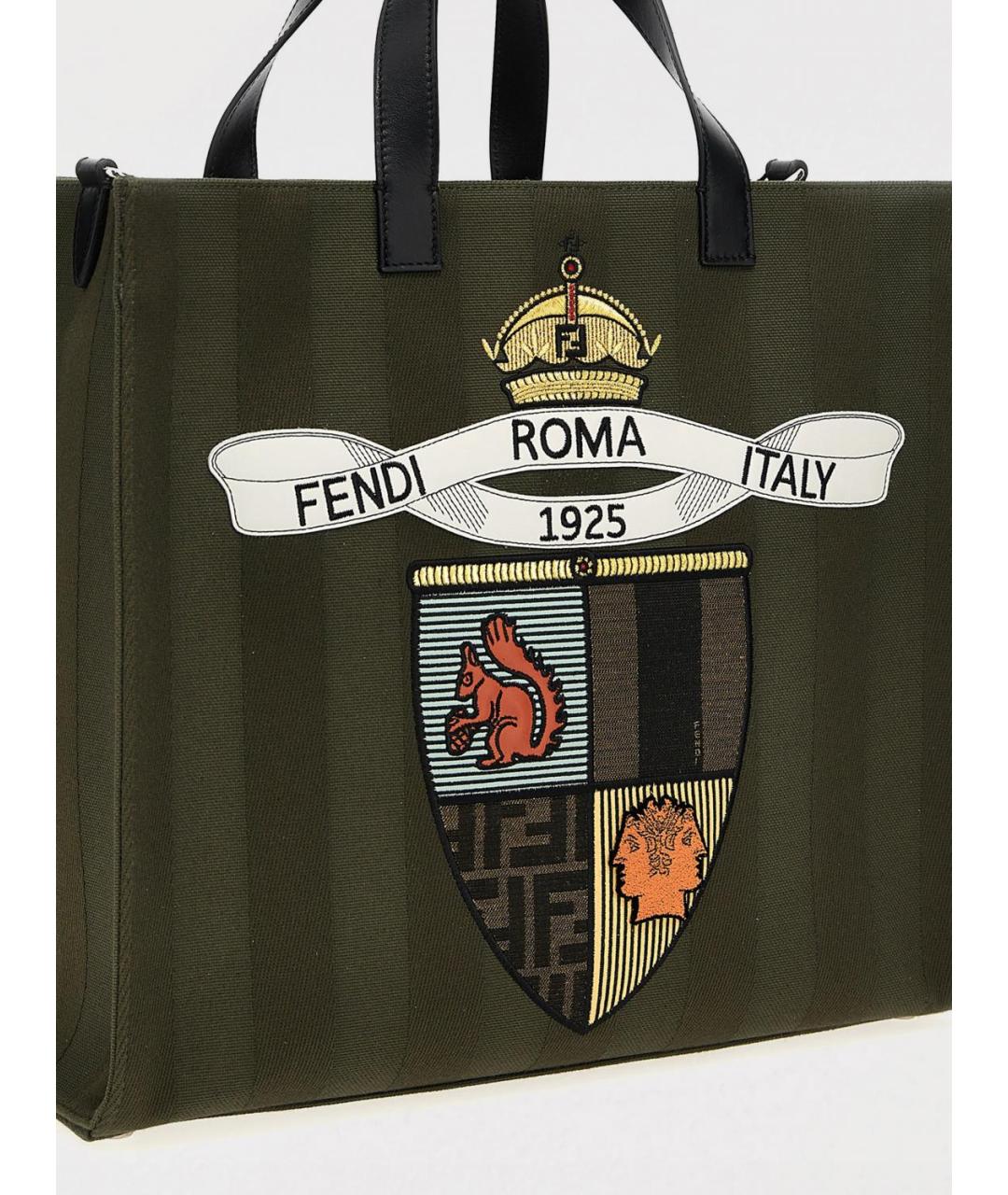 FENDI Зеленая тканевая сумка тоут, фото 3
