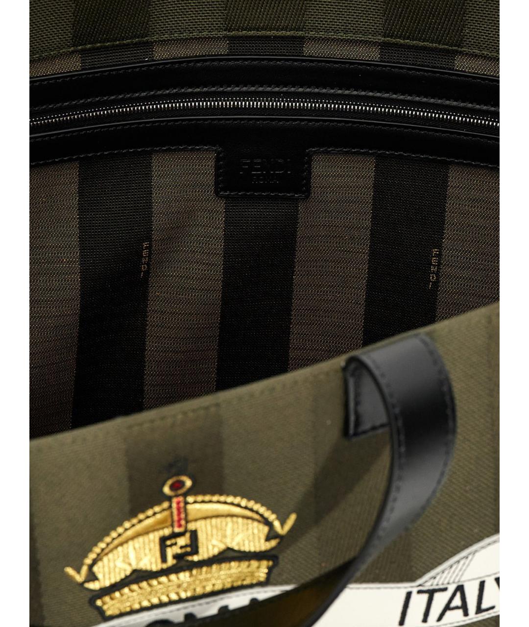 FENDI Зеленая тканевая сумка тоут, фото 4