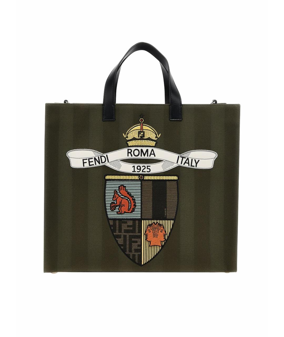 FENDI Зеленая тканевая сумка тоут, фото 1