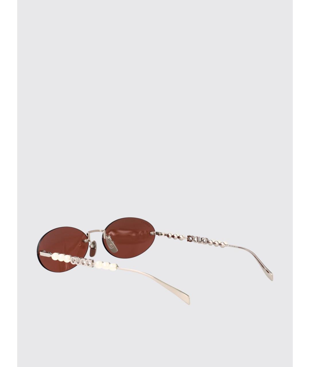 GUCCI Серебряные металлические солнцезащитные очки, фото 3