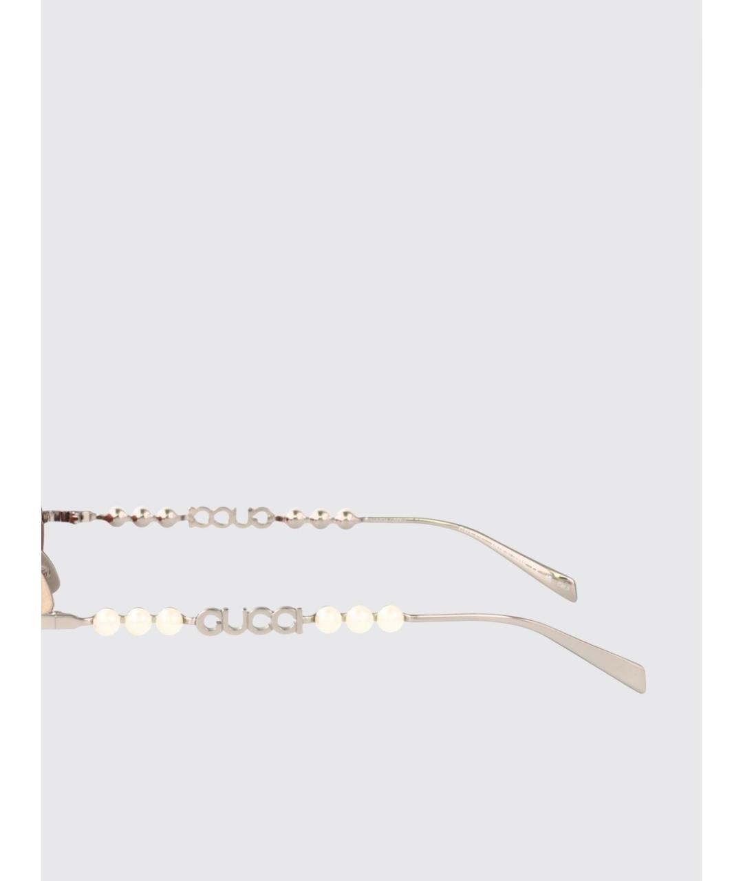 GUCCI Серебряные металлические солнцезащитные очки, фото 4