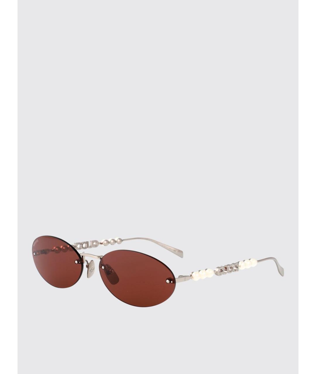 GUCCI Серебряные металлические солнцезащитные очки, фото 5
