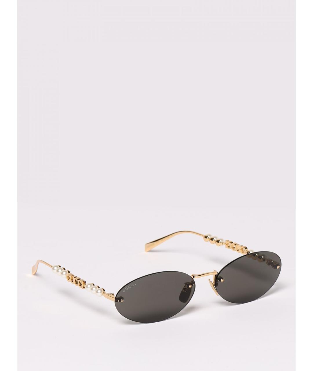 GUCCI Золотые металлические солнцезащитные очки, фото 6