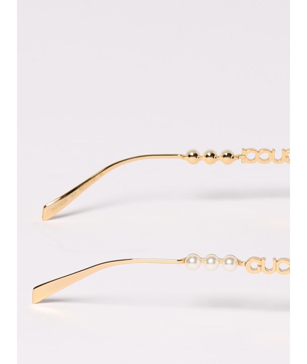 GUCCI Золотые металлические солнцезащитные очки, фото 4