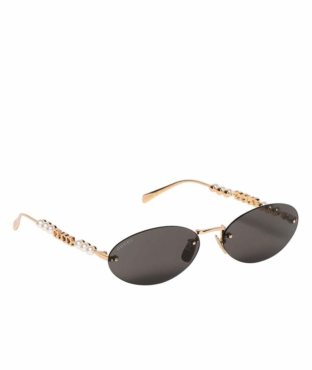 GUCCI Золотые металлические солнцезащитные очки, фото 1