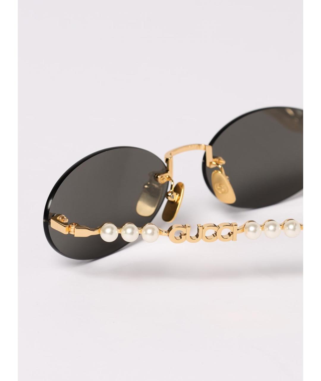 GUCCI Золотые металлические солнцезащитные очки, фото 5