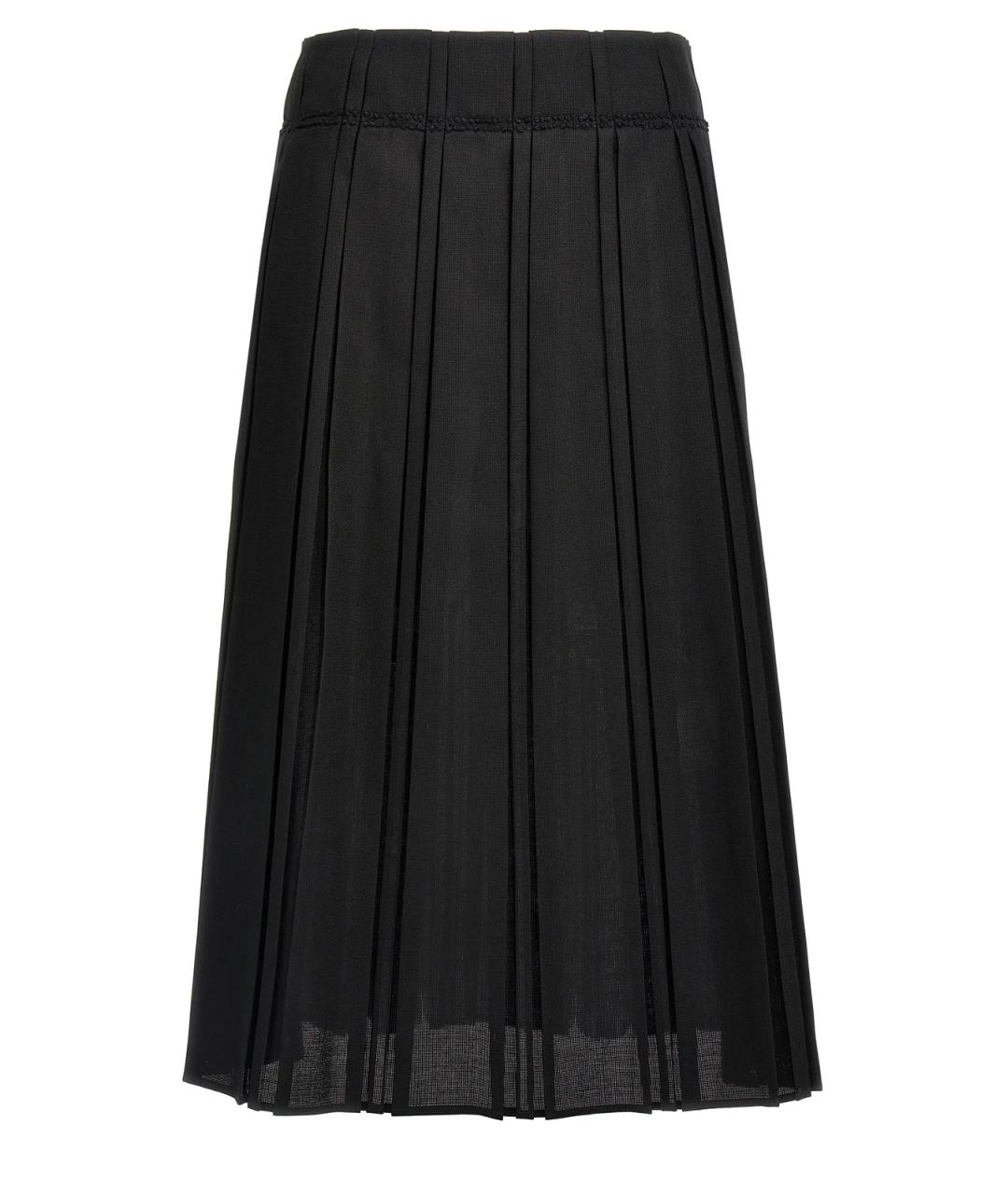 JIL SANDER Черная шерстяная юбка миди, фото 1