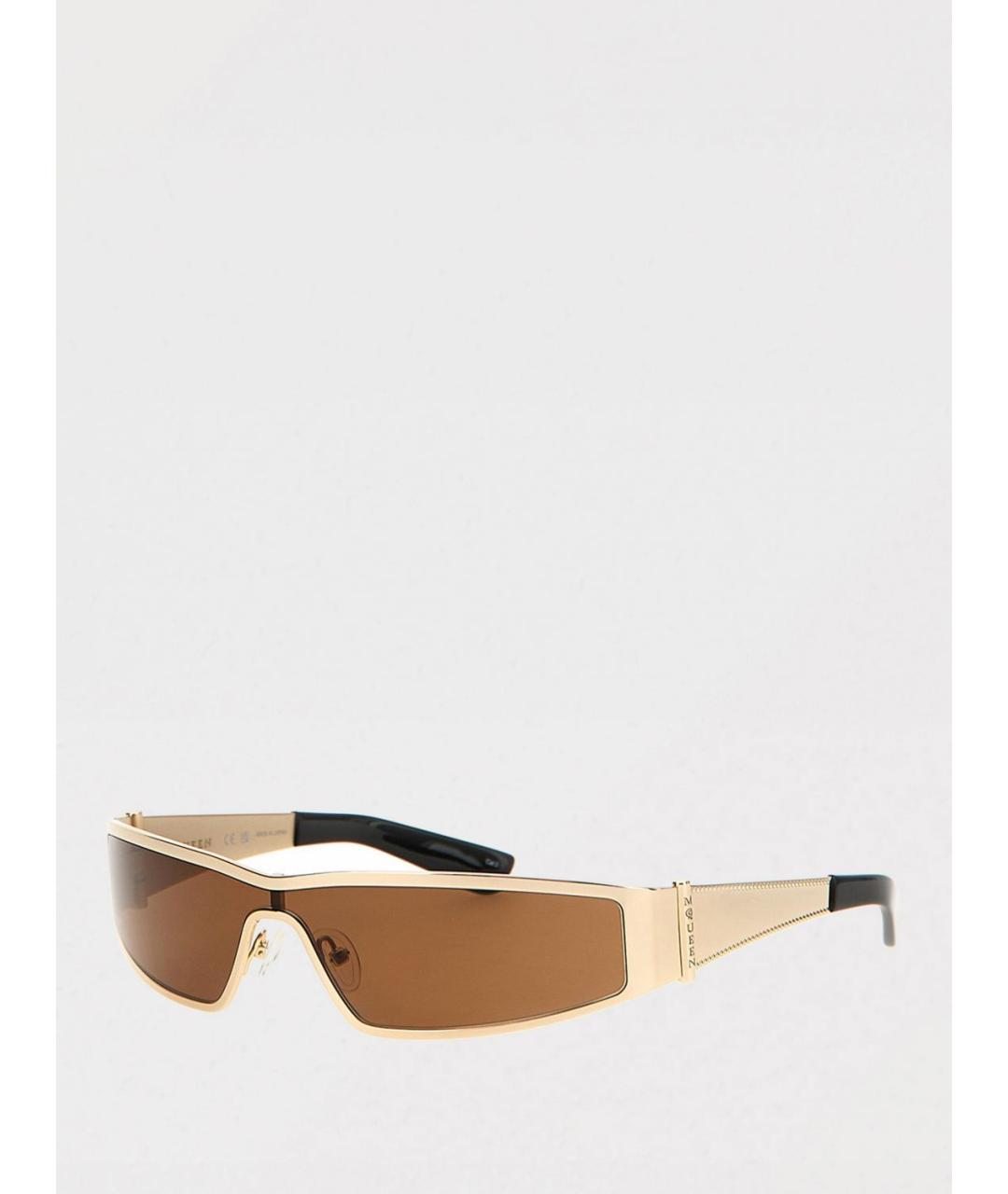 ALEXANDER MCQUEEN Золотые металлические солнцезащитные очки, фото 4