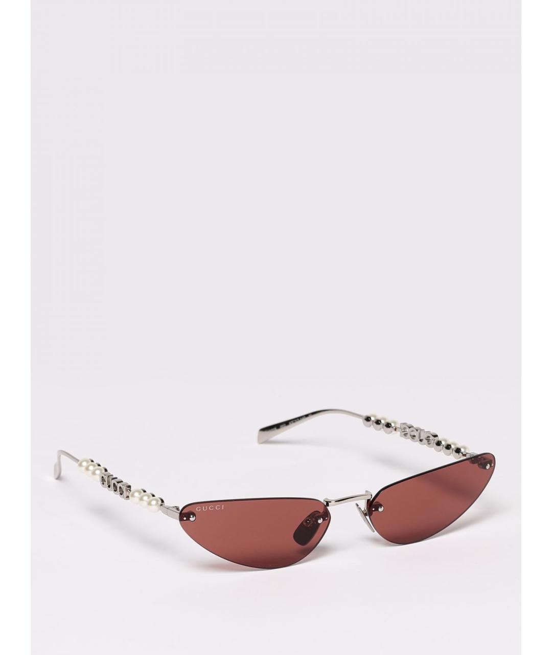 GUCCI Серебряные металлические солнцезащитные очки, фото 6