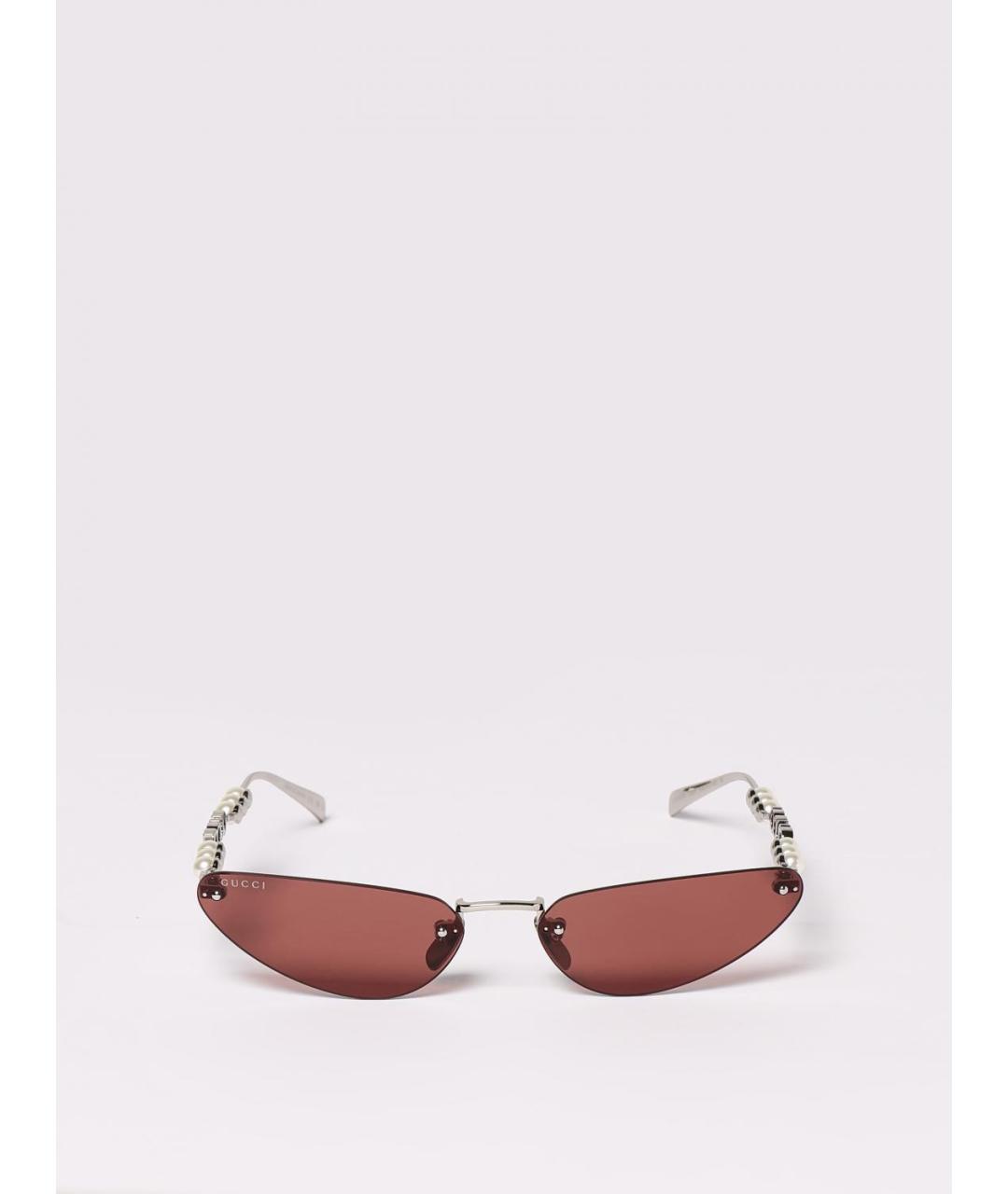 GUCCI Серебряные металлические солнцезащитные очки, фото 3