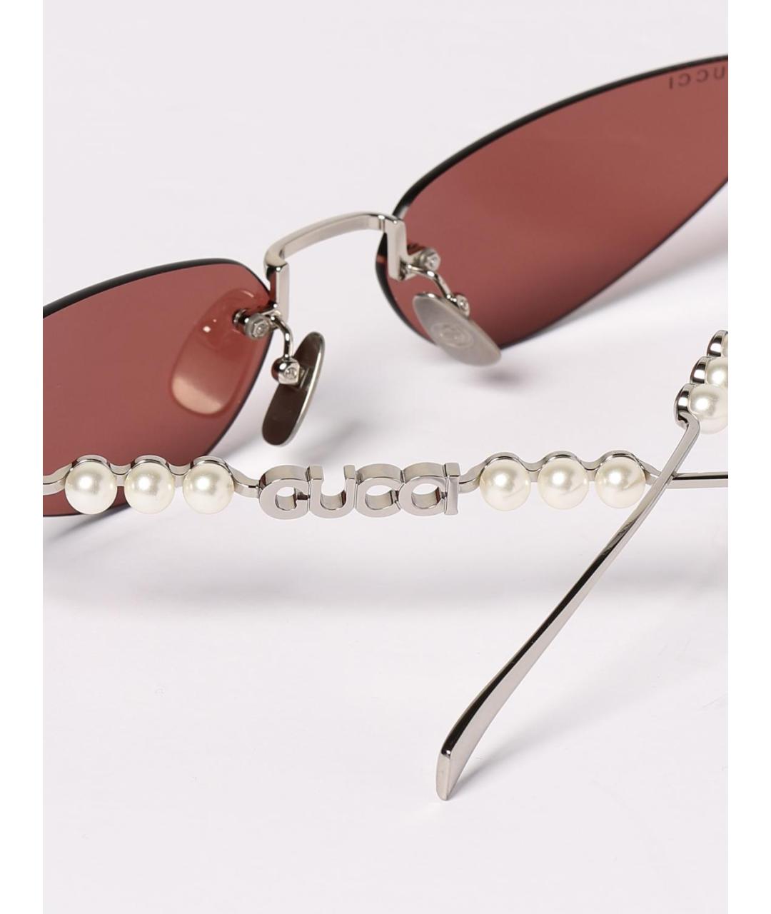 GUCCI Серебряные металлические солнцезащитные очки, фото 5