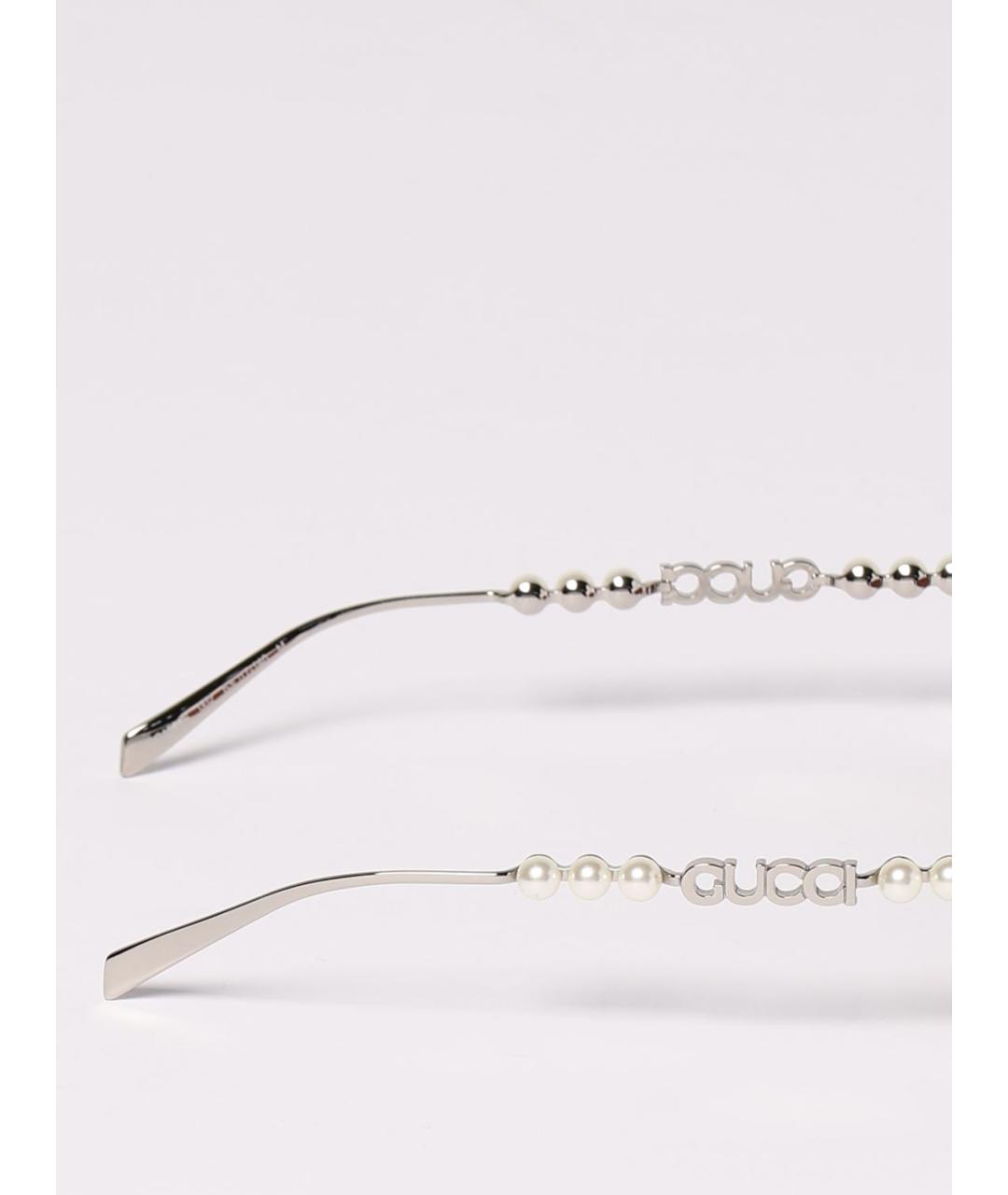 GUCCI Серебряные металлические солнцезащитные очки, фото 4