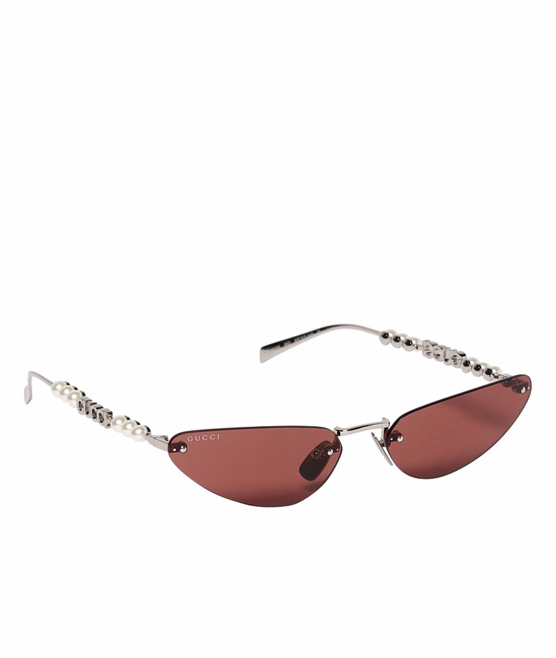 GUCCI Серебряные металлические солнцезащитные очки, фото 1