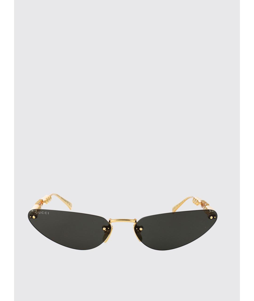 GUCCI Золотые металлические солнцезащитные очки, фото 2