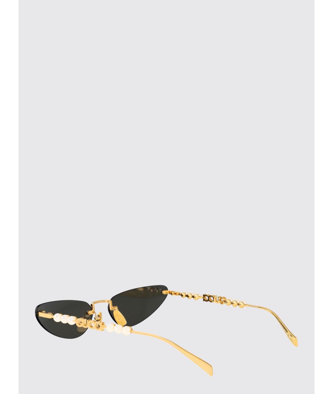 GUCCI Золотые металлические солнцезащитные очки, фото 3
