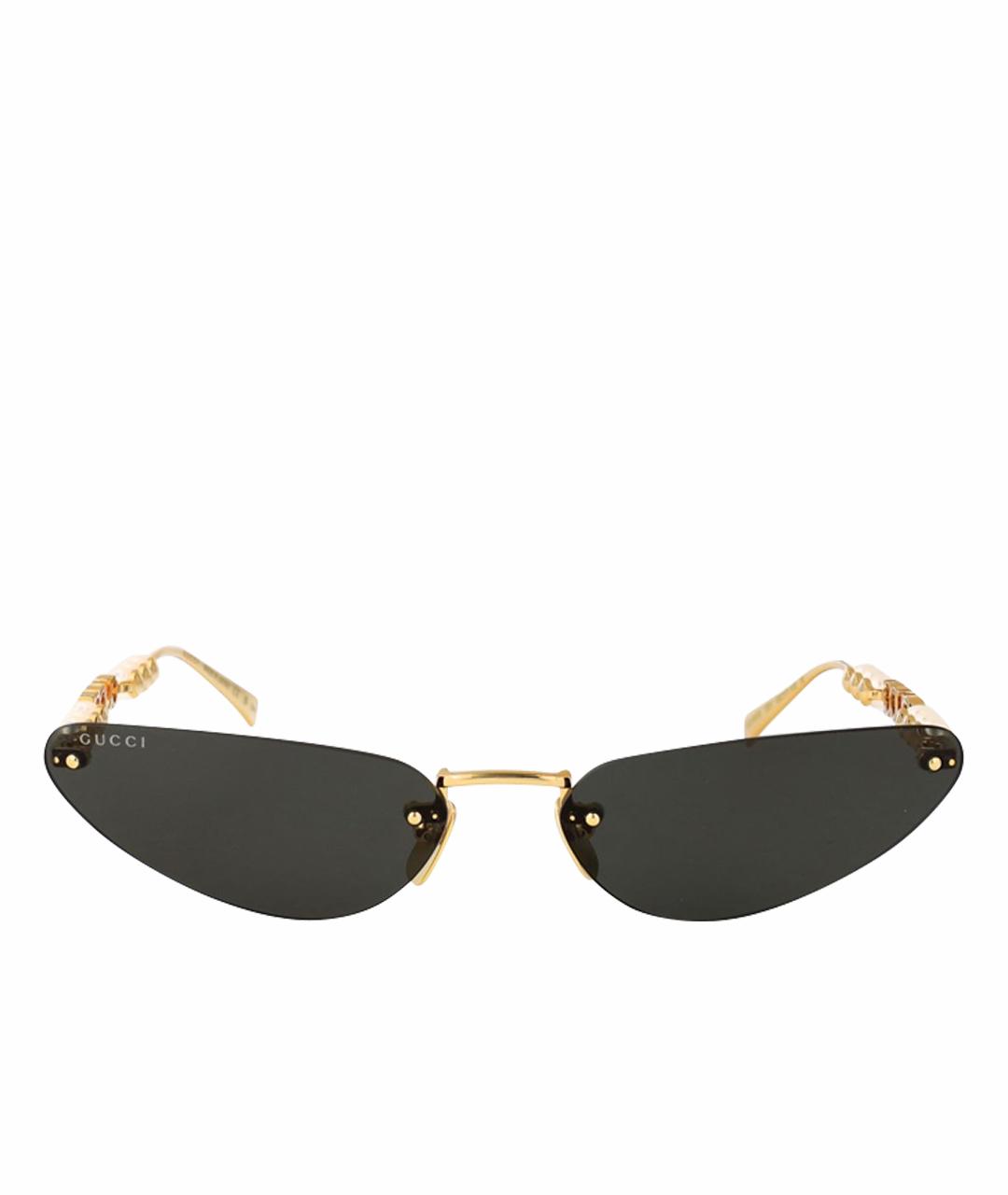 GUCCI Золотые металлические солнцезащитные очки, фото 1