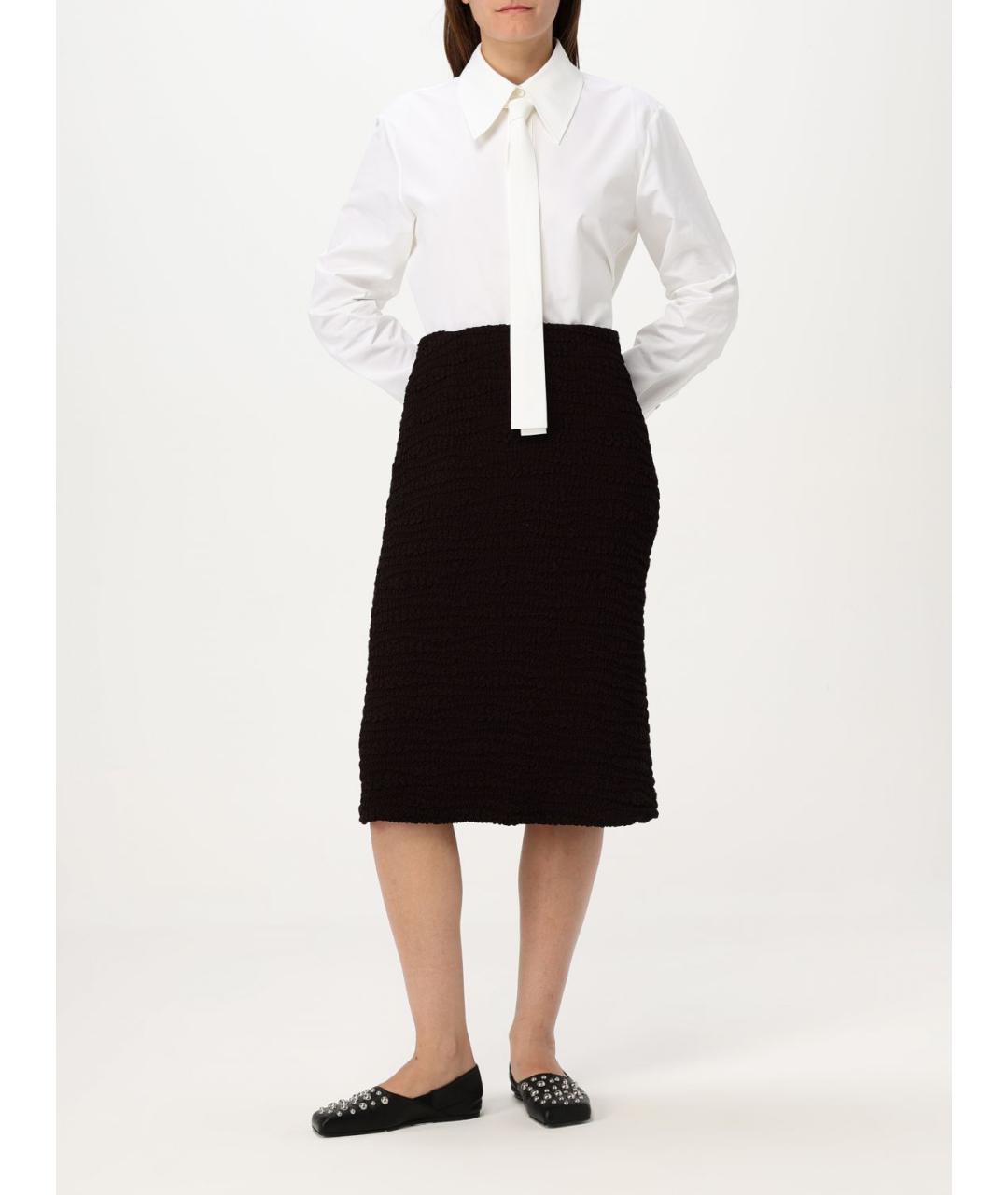 JIL SANDER Черная вискозная юбка миди, фото 3
