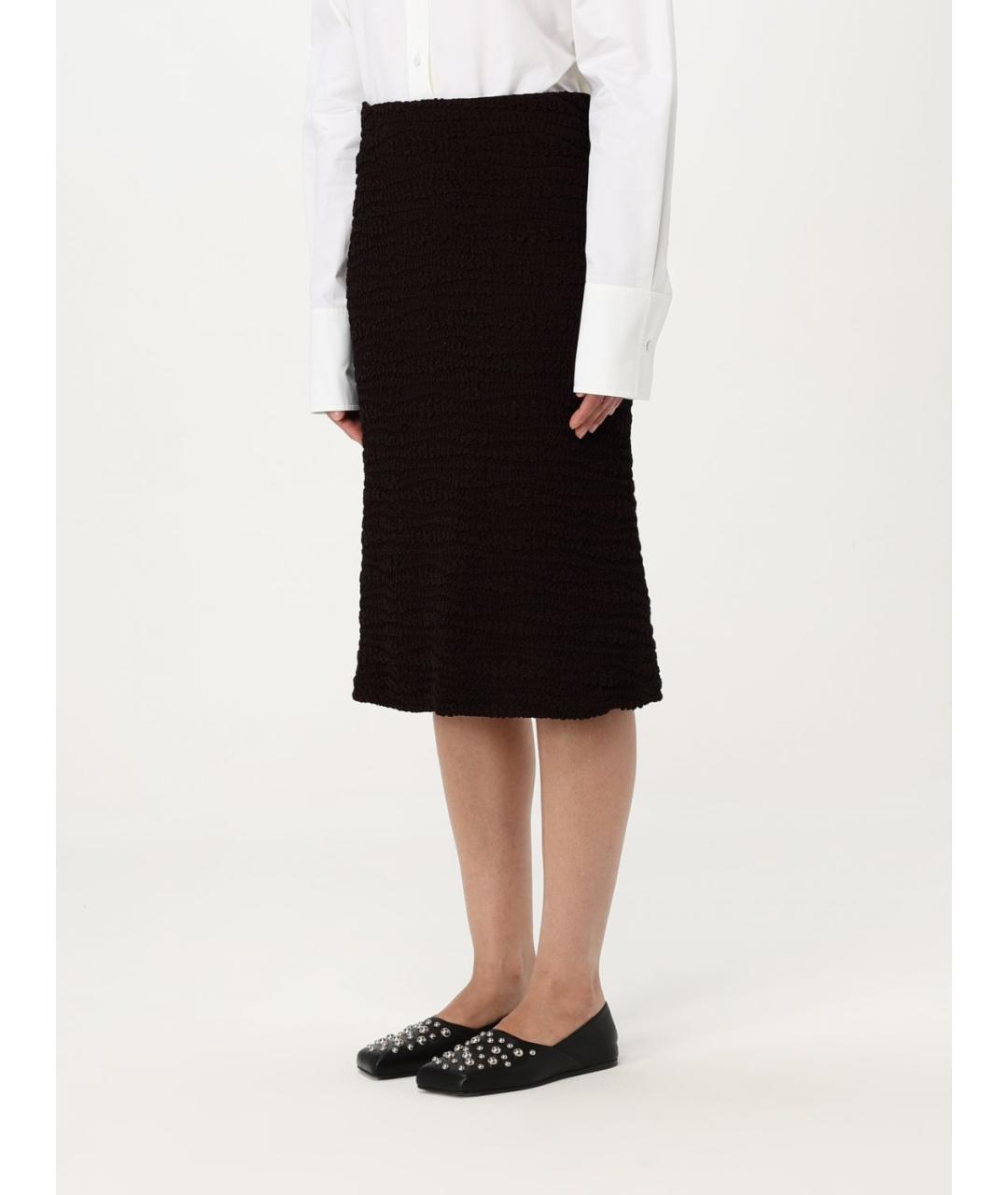 JIL SANDER Черная вискозная юбка миди, фото 5