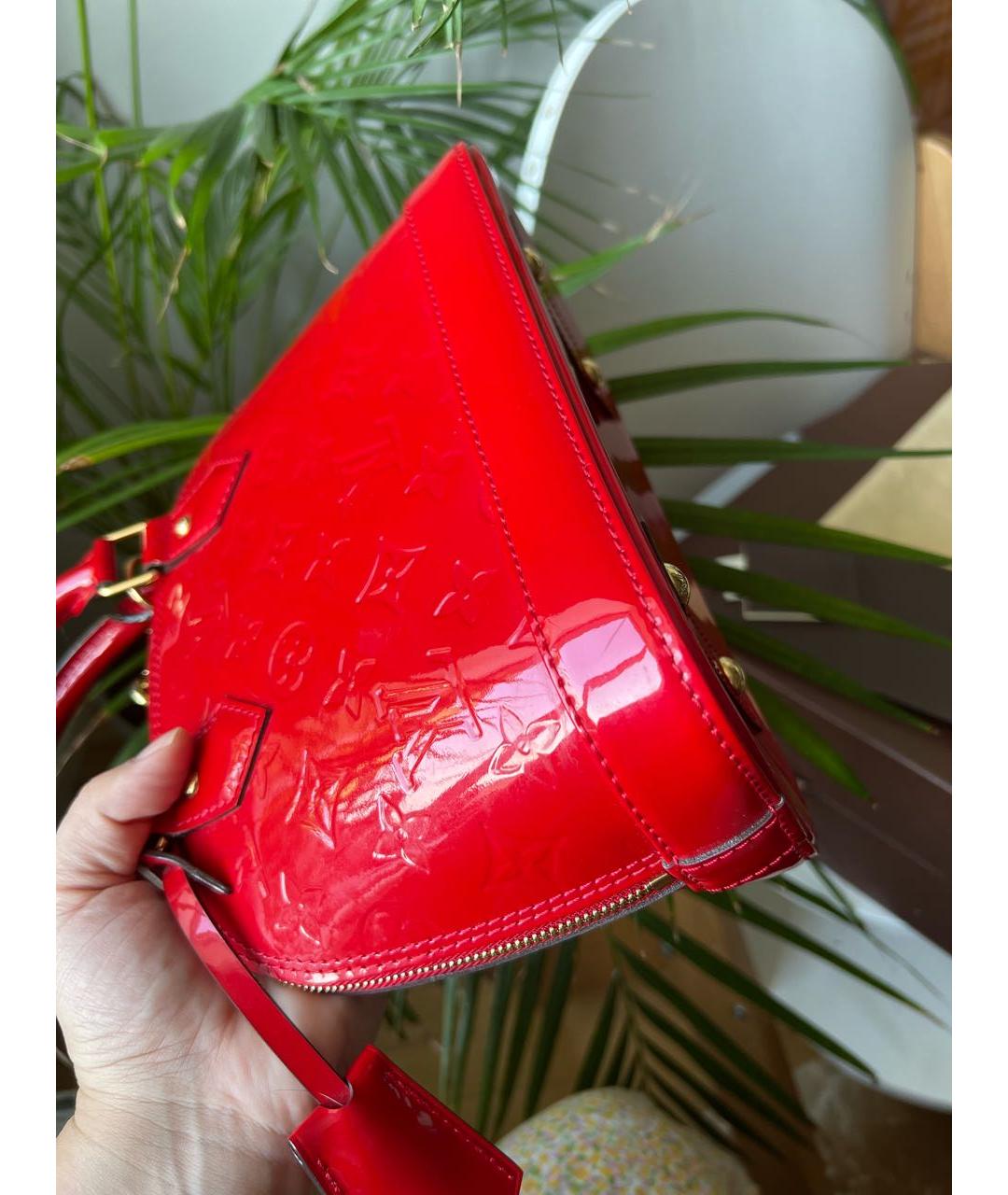 LOUIS VUITTON Красная кожаная сумка с короткими ручками, фото 3