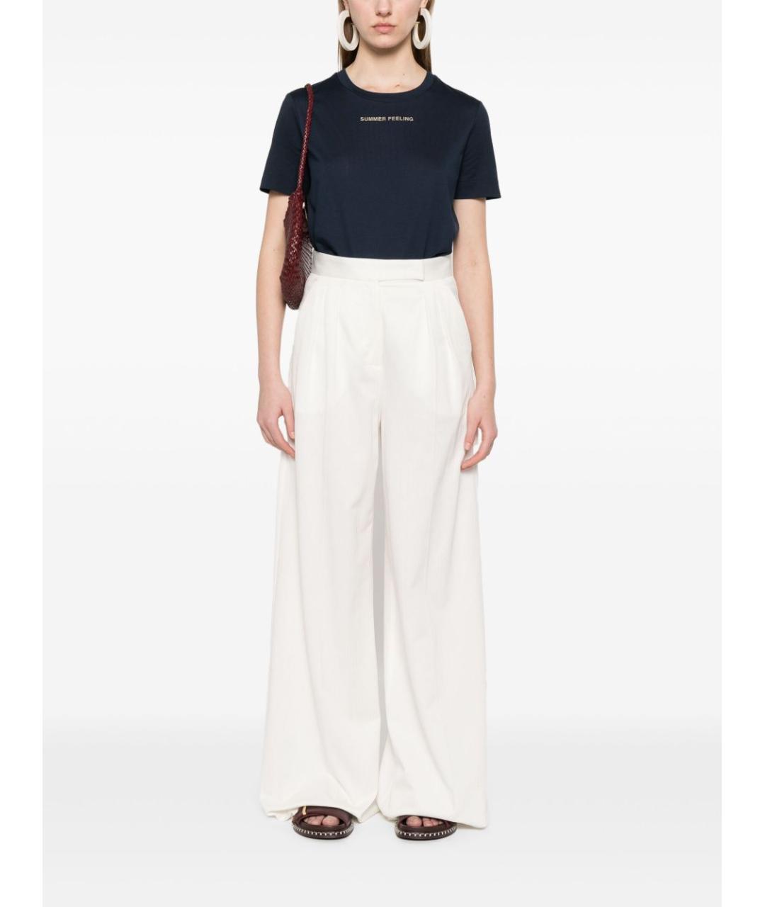 'S MAX MARA Темно-синяя хлопковая футболка, фото 4